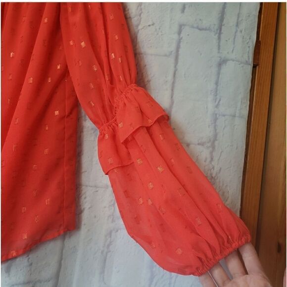 BEBE Chiffon Off-Shoulder Blouse XXS - Picture 3 of 8